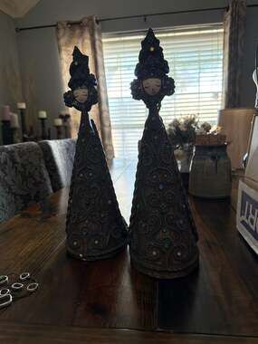 Vintage Set of 2 Eleanore De Romero Mid Century Mexican Folk Art Candle Holders